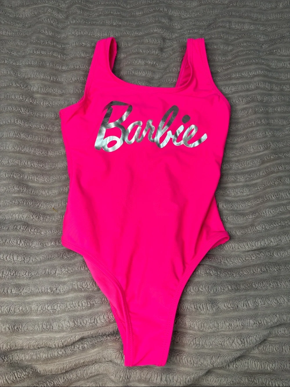 Barbie Hot Pink One-Piece Swimsuit with Silver Logo